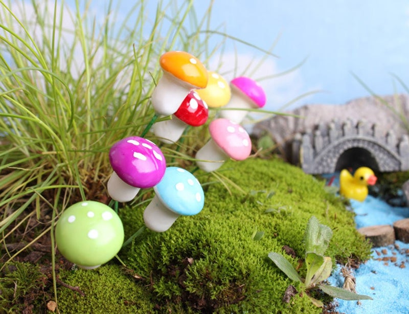 yueton Pack of 100 Mini Foam Mushroom for Garden Ornament Flower Pots Bonsai Micro Landscape Decor (Assorted Color) - Image 5